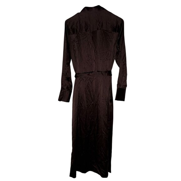 Madewell Silk Belted Midi Shirtdress Women's Size XS in Brown New Without Tags! - Picture 6 of 6